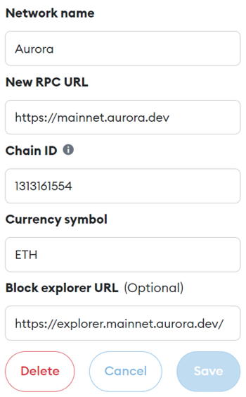 How to Add Networks on Metamask-Aurora