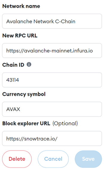 How to Add Networks on Metamask-Avalanche