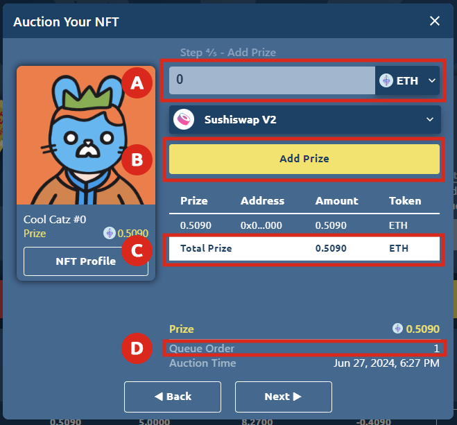 How to List an NFT on ghostAuction on Sepolia Testnet Add Prize