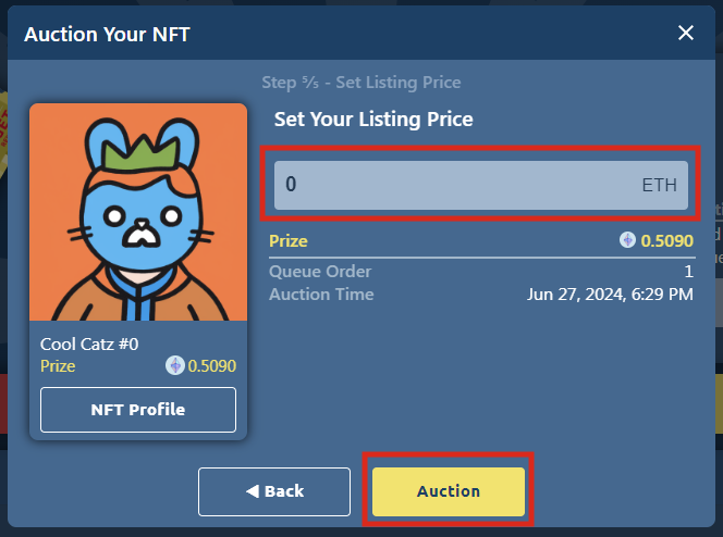 How to List an NFT on ghostAuction on Sepolia Testnet Set List Price