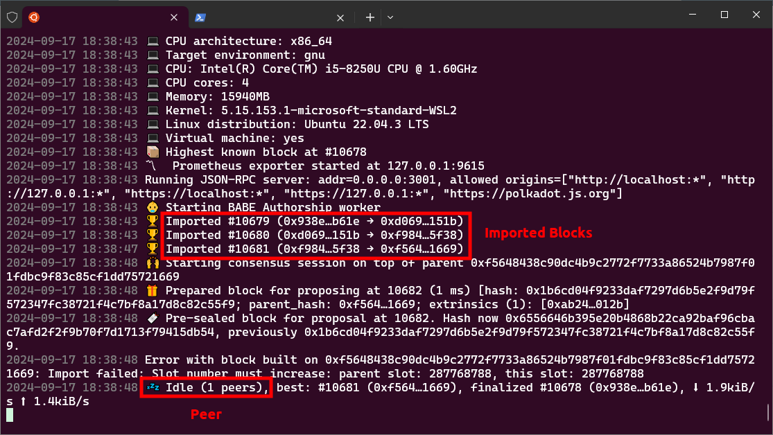 GHOST Chain Testing Connectivity Results