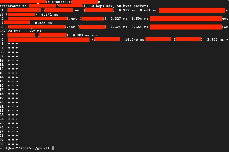 GHOST Chain Testing Connectivity running tracert behind NAT