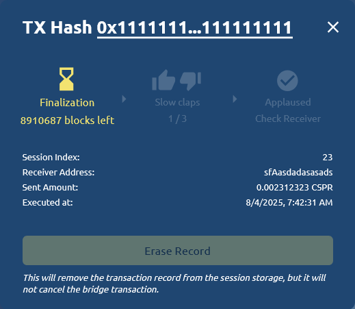ghostDAO Startup Guide - Bridge - Transaction History - Transaction Progress