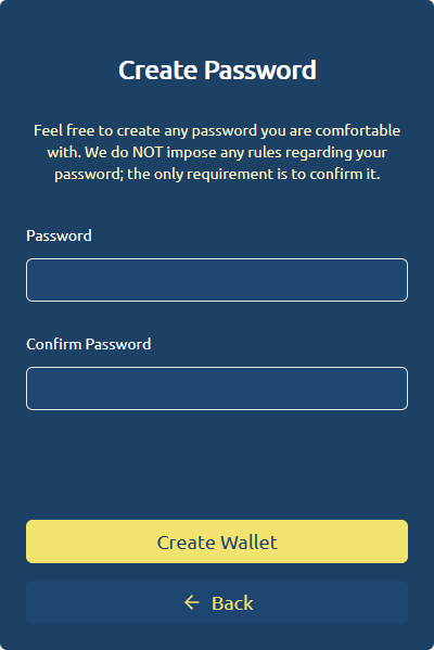 Create new GHOST Wallet - Password