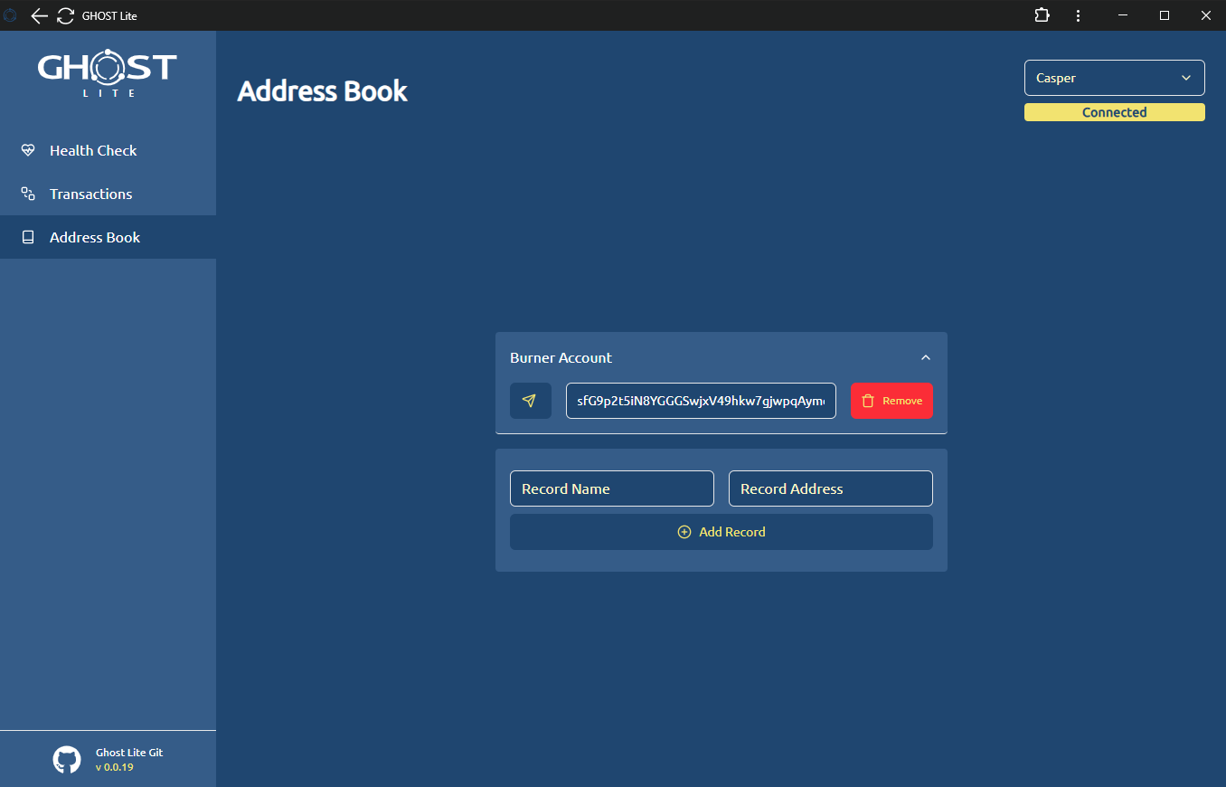 GHOST Lite Node - Address Book
