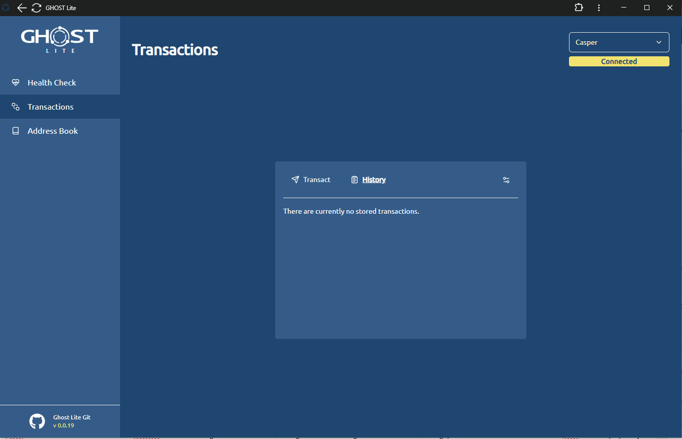 GHOST Lite Node - Transactions History