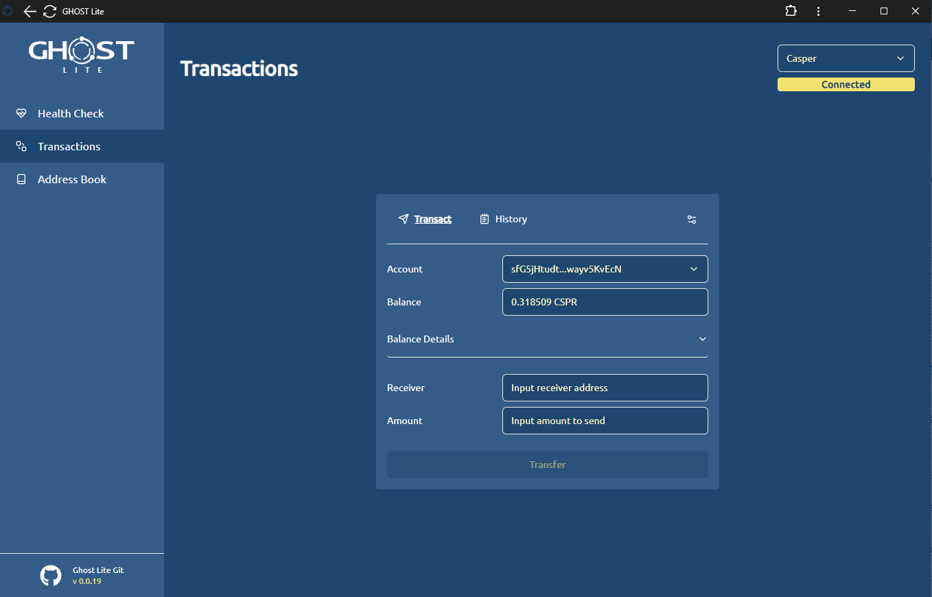 GHOST Lite Node - Transactions
