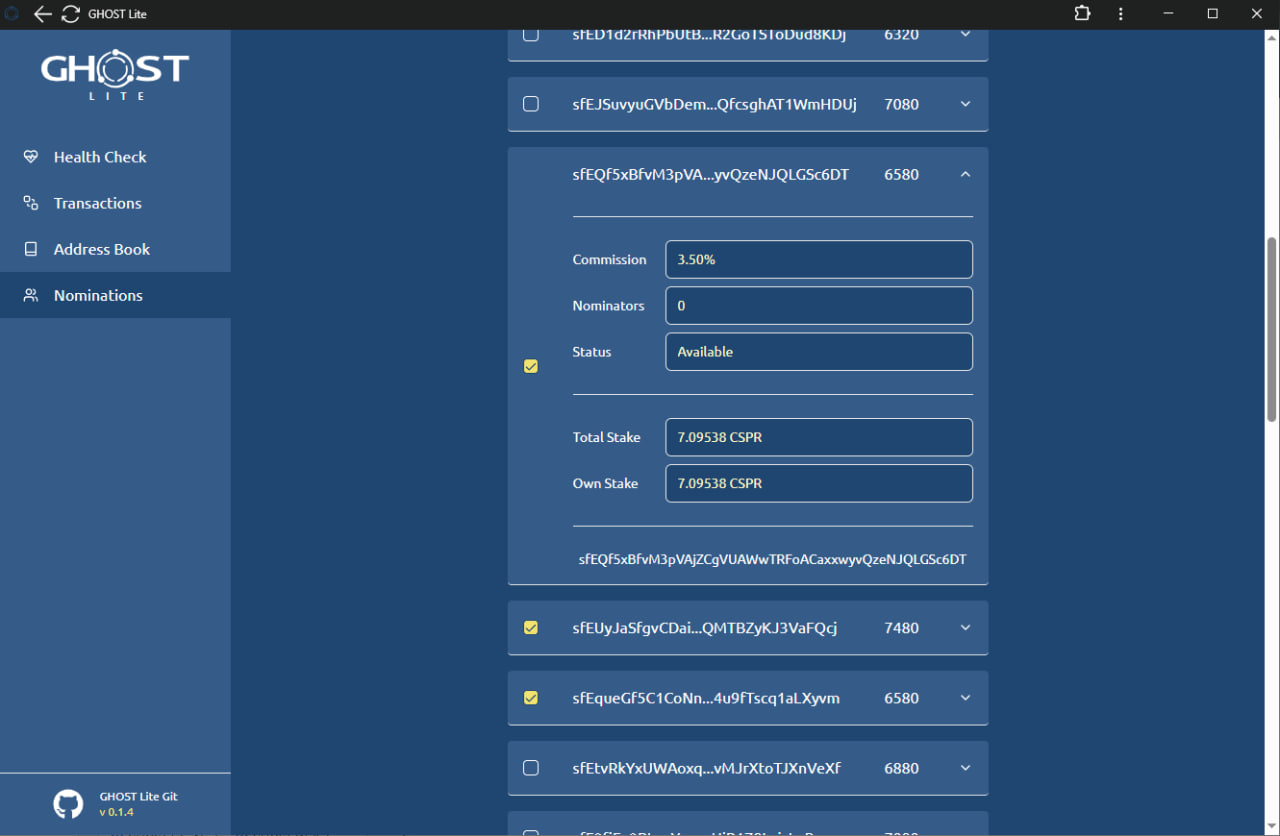 GHOST Lite Startup Guide - Step 2 - Choose Validators