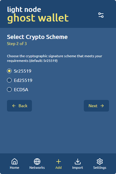 GHOST Wallet - New Account - Crypto Scheme